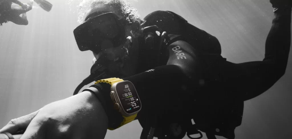 Scuba Diver with Apple Watch