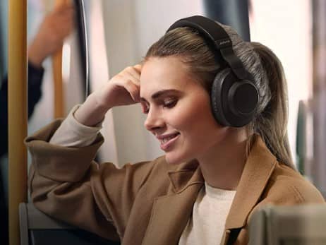Woman wearing headphones